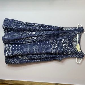 Cynthia Rowley Blue and white Linen A line dress.  Size Small